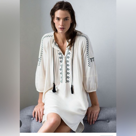 Zara Dresses & Skirts - Zara Basic Cream Dress with Black Details